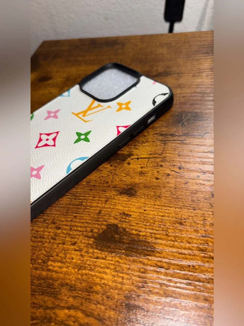 🔥15 Pro Max luxury black and White Multicolor Monogram iPhone Case🔥